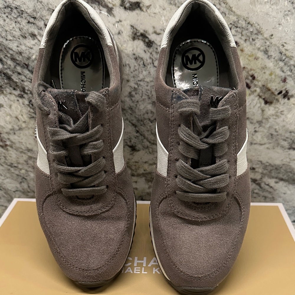 Michael Kors Grey Suede Sneakers with White Panels - Picture 4 of 7